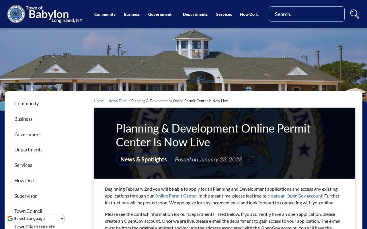 Babylon residents directory OpenGov permit transition notice